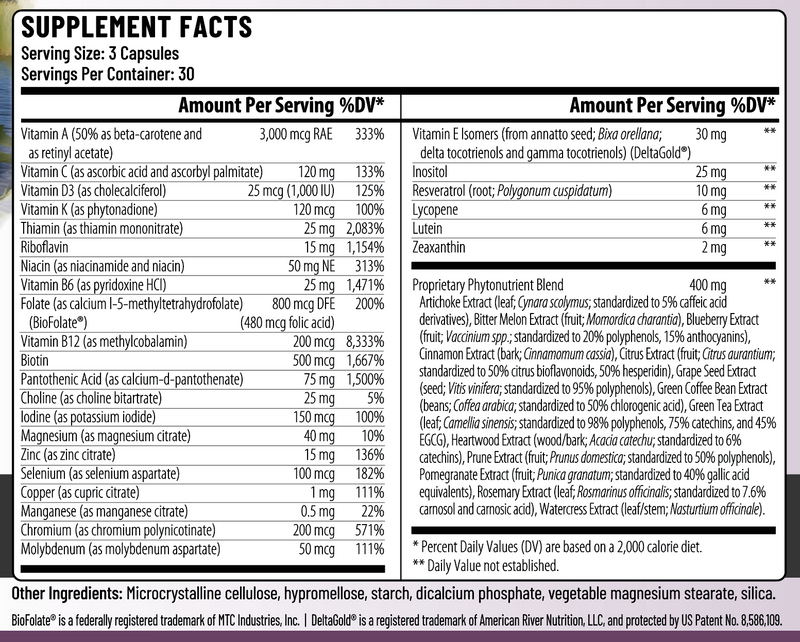 Multi Pro supplement facts